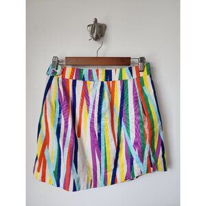 Kate Spade Saturday pickupstick rainbow stripe shirttail mini skirt 6